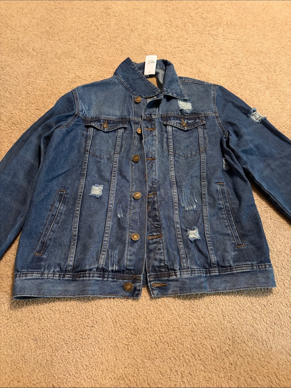 Rue 21 Men's Distressed Blue Denim Jacket - Classic Button-Up